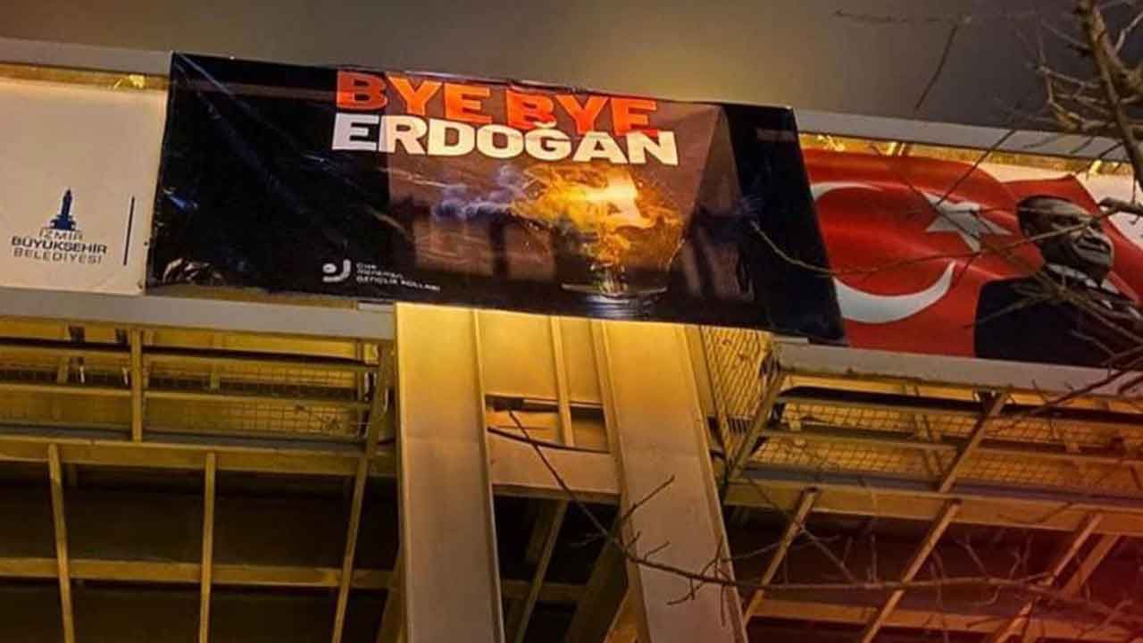 İzmir'de 'Bye bye Erdoğan' pankartına soruşturma!