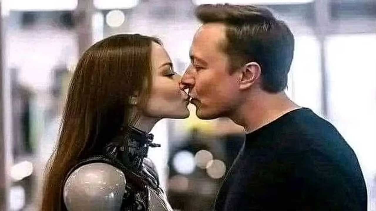 Elon Musk'ın bir robotla öpüştüğü fotoğraf şaşkınlık yarattı! Gerçek sonradan anlaşıldı