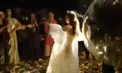 Şok olay kameralarda: Gelinin üzerine disko topu düştü