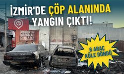 İzmir'de çöp alanında yangın çıktı: 6 araç küle döndü