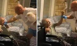 Huzurevinde skandal olay: Yaşlı adamı eldiven takarak dövdü!