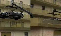 Bunu da gördük! Ferrari'sini balkona park etti