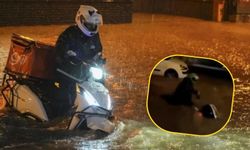 İzmir’de motokuryeler sele kapıldı: Ölümle burun buruna hayatlar!