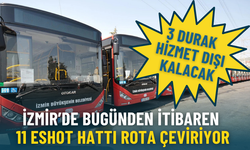 İzmir’de bugünden itibaren 11 ESHOT hattı rota çeviriyor: 3 durak hizmet dışı kalacak