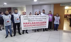 Karşıyaka Belediyesi’nde pankartlı eylem: Haklarımızdan vazgeçmeyeceğiz