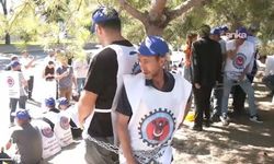 Doruk Madencilik işçilerinden zincirli protesto: Sendika yöneticileri gözaltına alındı
