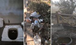 Kuşadası’nın göz bebeği Milli Park'ta utandıran görüntüler… Tuvaletler tıkandı, çöpler birikti!