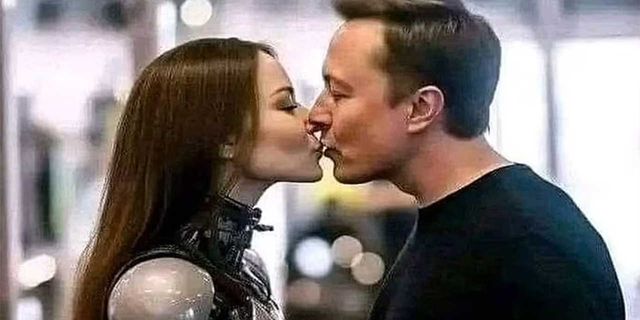 Elon Musk'ın bir robotla öpüştüğü fotoğraf şaşkınlık yarattı! Gerçek sonradan anlaşıldı