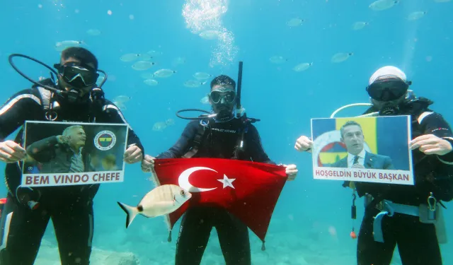 Ali Koç yeniden başkan seçildi, dalgıçlar suyun altında kutladı