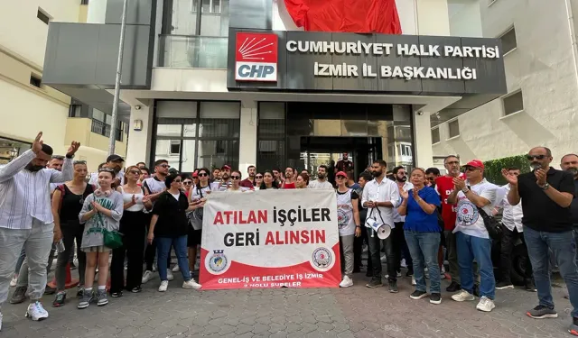 İşçiler bu kez de CHP’nin önünden uyardı: Bütün İzmir’i eylem alanına dönüştürürüz!