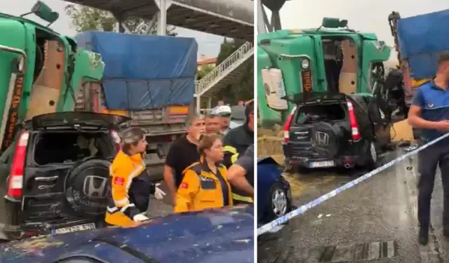 Freni patlayan tır devrildi: 9 araçlık zincirleme kazada 2 kişi hayatını kaybetti