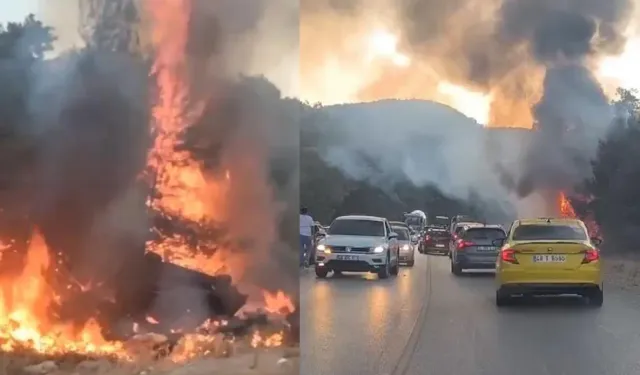 Bodrum'da korkunç kaza: Motosikletle çarpışan araçta yangın çıktı