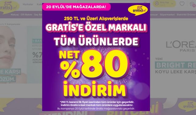 Bugün Gratis'te yüzde 80 indirim var: 20 Eylül 2024 Gratis indirimi hangi ürünlerde geçerli?