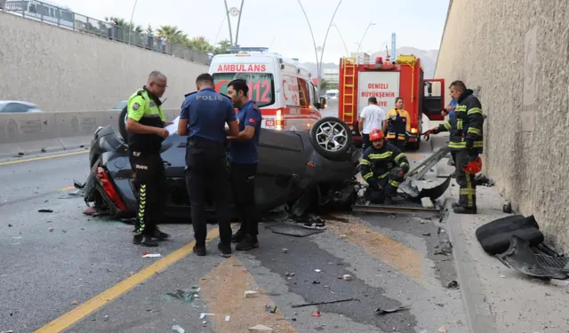 Denizli'de otomobil alt geçide düştü: 1 ölü 2 yaralı