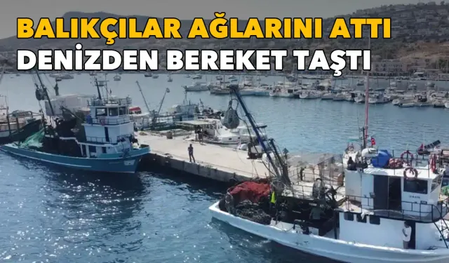 İzmir'de balıkçılar ağlarını attı, denizden bereket taştı