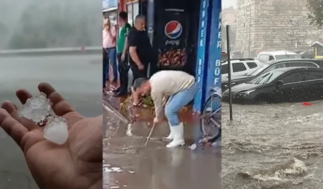 Çanakkale'de ceviz büyüklüğünde dolu yağdı