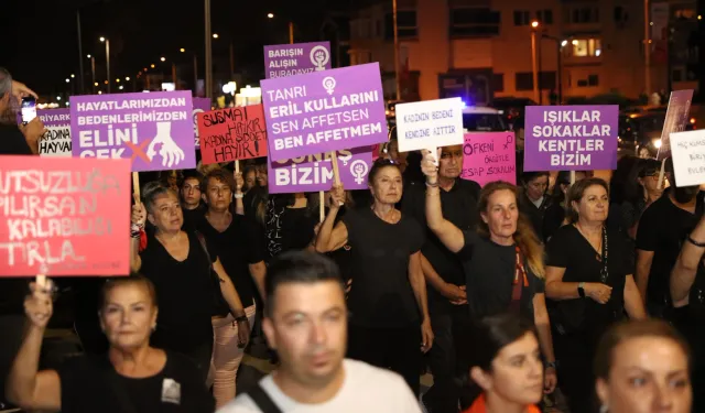 Güzelbahçe şiddete karşı yürüdü: Susmuyoruz, korkmuyoruz, itaat etmiyoruz!