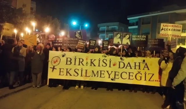 Seferihisar'da kadına şiddete karşı dik duruş: Bir kişi daha eksilmemek için binlerce kişi yürüdü