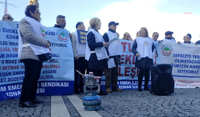 İzmir'de emekliler kendi helvasını kavurdu: Sadaka değil, hakkımız olanı istiyoruz