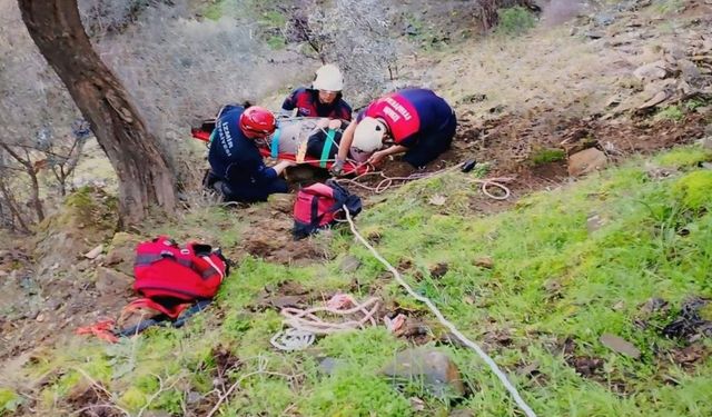 İzmir'de dengesini kaybederek dik yamaçtan düştü!