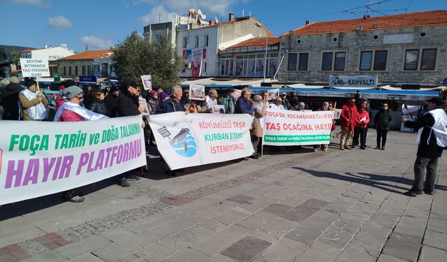 Foça’da 'taş ocağı' protestosu: Mahkeme kararı neden uygulanmıyor?