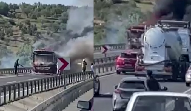 İzmir'de korkutan yangın: Belediye otobüsü alev aldı!