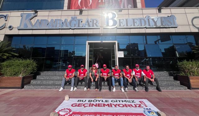 Karabağlar Belediye'si önünde oturma eylemi: Maaş krizi aylardır bitmedi