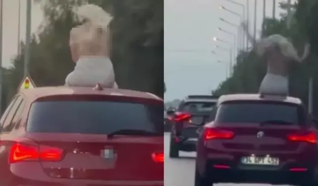 Çeşme’de tehlikeli anlar: Sunroofta dans eden kadına ceza kesildi!