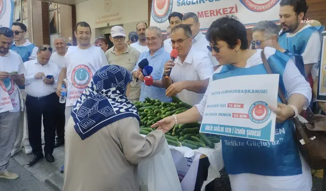 İzmir'de salatalıklı eylem: TİS masasından bir cacık olmaz