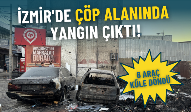 İzmir'de çöp alanında yangın çıktı: 6 araç küle döndü