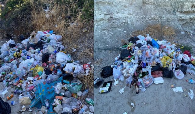Tatilciler gitti, kirlilik kaldı: Dikili Pissa Koyu’nda üzücü görüntüler