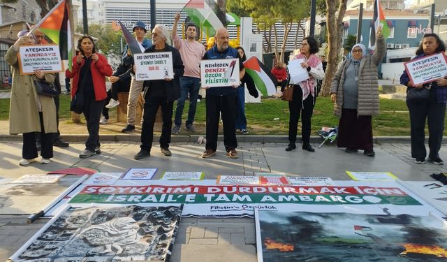 İzmir’de Filistin için eylem: İsrail hâlâ saldırılarını bu destekler sayesinde devam ettirebiliyor