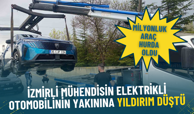 İzmirli mühendisin elektrikli otomobilinin yakınına yıldırım düştü: Milyonluk araç hurda oldu