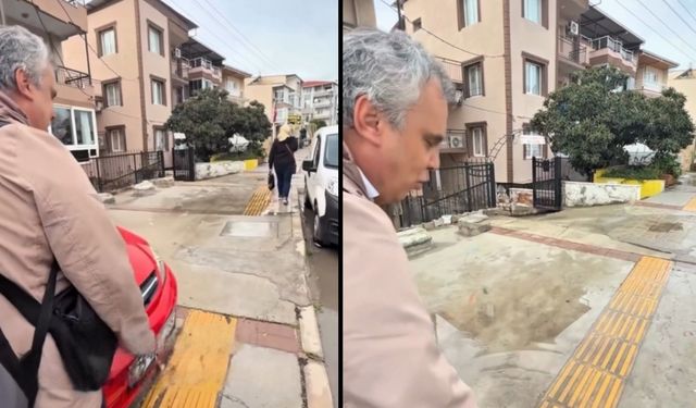 İzmir’de görme engelli öğretmen kaldırımda yürümekte zorlandı: Bu iş cambazlık işidir