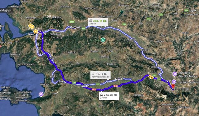 İzmir ile Denizli arası kaç kilometre? Kaç saat sürer? | İzmir Denizli mesafe ve yol süresi bilgileri