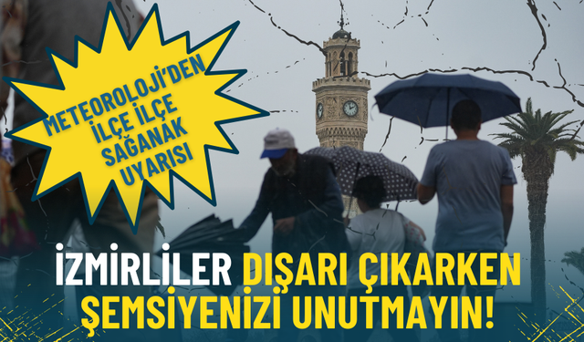 İzmirliler dışarı çıkarken şemsiyenizi unutmayın: Meteoroloji’den ilçe ilçe sağanak uyarısı