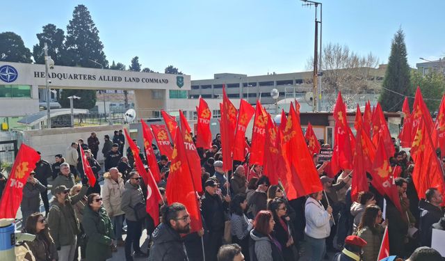 TKP İzmir'de NATO Üssü'ne yürüdü: ABD bombalarını, İsrail füzelerini emperyalizmin başına çalacağız
