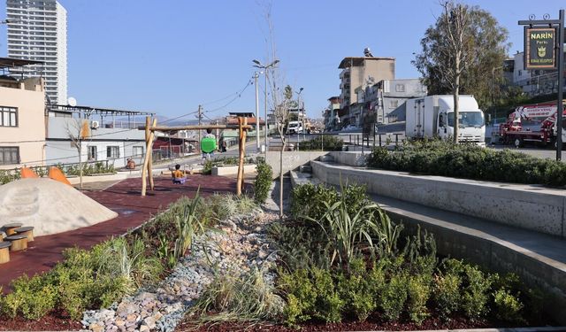 Konak’ın göz bebeği Narin Parkı’na yağmur bahçesi