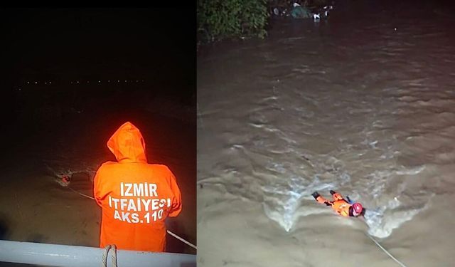 Menderes’te araç dereye uçtu: İzmir İtfaiyesi seferber oldu