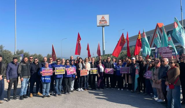 Temel Conta işçileri 455 gündür grevde: KESK'li kadınlar grev çadırını ziyaret etti