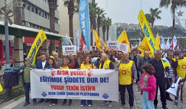 Okullarda şiddete karşı iş bıraktılar: İzmir'de eğitimciler sokağa indi!