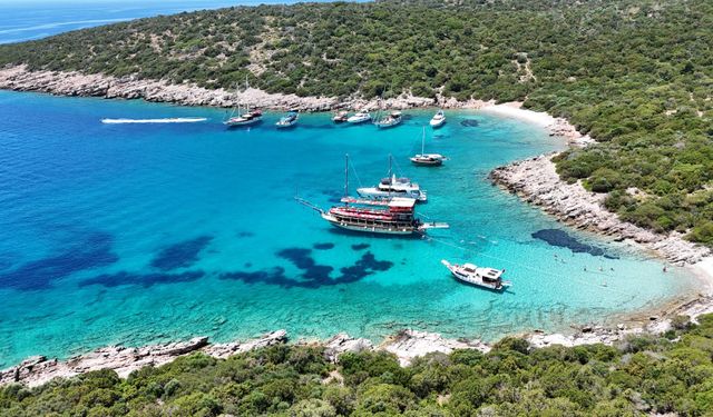 Tatilciler Ege'ye akın etti: Bodrum koylarında tekne yoğunluğu oluştu