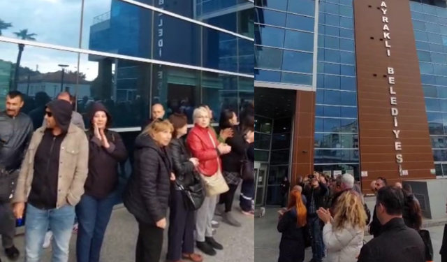 Bayraklı'da TİS protestosu: Emekçiler sesini Başkan Önal'a duyurmaya çalıştı
