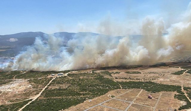 Çeşme’de makilik alanda çıkan yangın kontrol altında