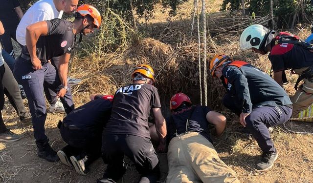 İzmir'de 20 metre derinliğindeki kuyuya düşen kişi kurtarıldı