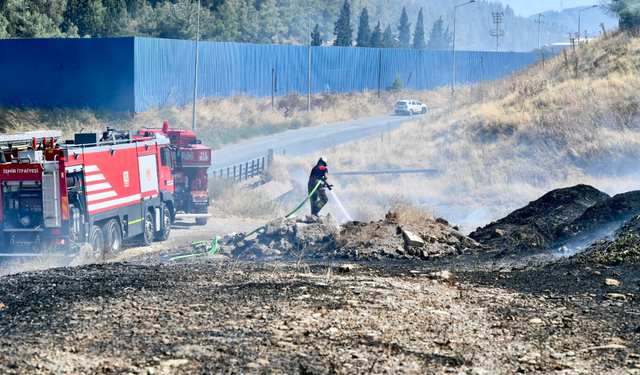Bornova'da orman yangını: Fabrikaya sıçrayan alevler kontrol altına alındı