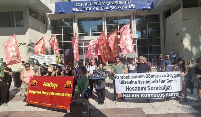 HKP’den İzBB önünde eylem... Sokak hayvanlarını toplatma ihalesinde 'paravan şirket' vurgusu