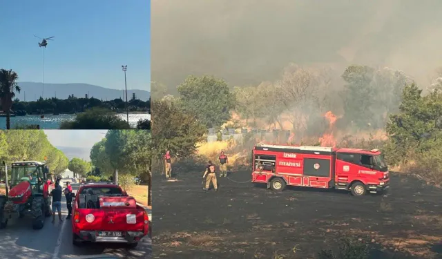 Foça'daki yangın rüzgârın etkisiyle büyüdü! Kritik noktalar için alarm durumuna geçildi