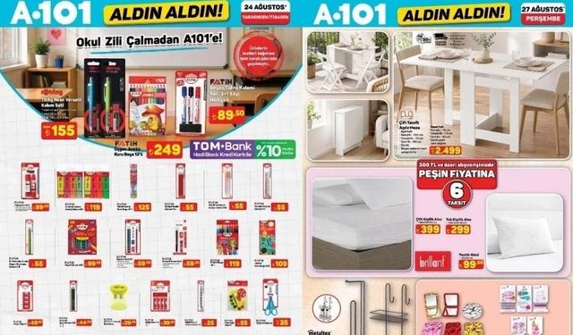 27 Ağustos Perşembe A101 Aldın Aldın kataloğunda neler var? Kırtasiye malzemeleri, manyetik blok...