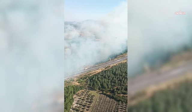 Soma'da orman yangını... İstanbul-İzmir otoyolu trafiğe açıldı